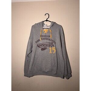 In Play Reebok Minnesota Hockey Grey Pullover Drawstring Hoodie Size Men's Large